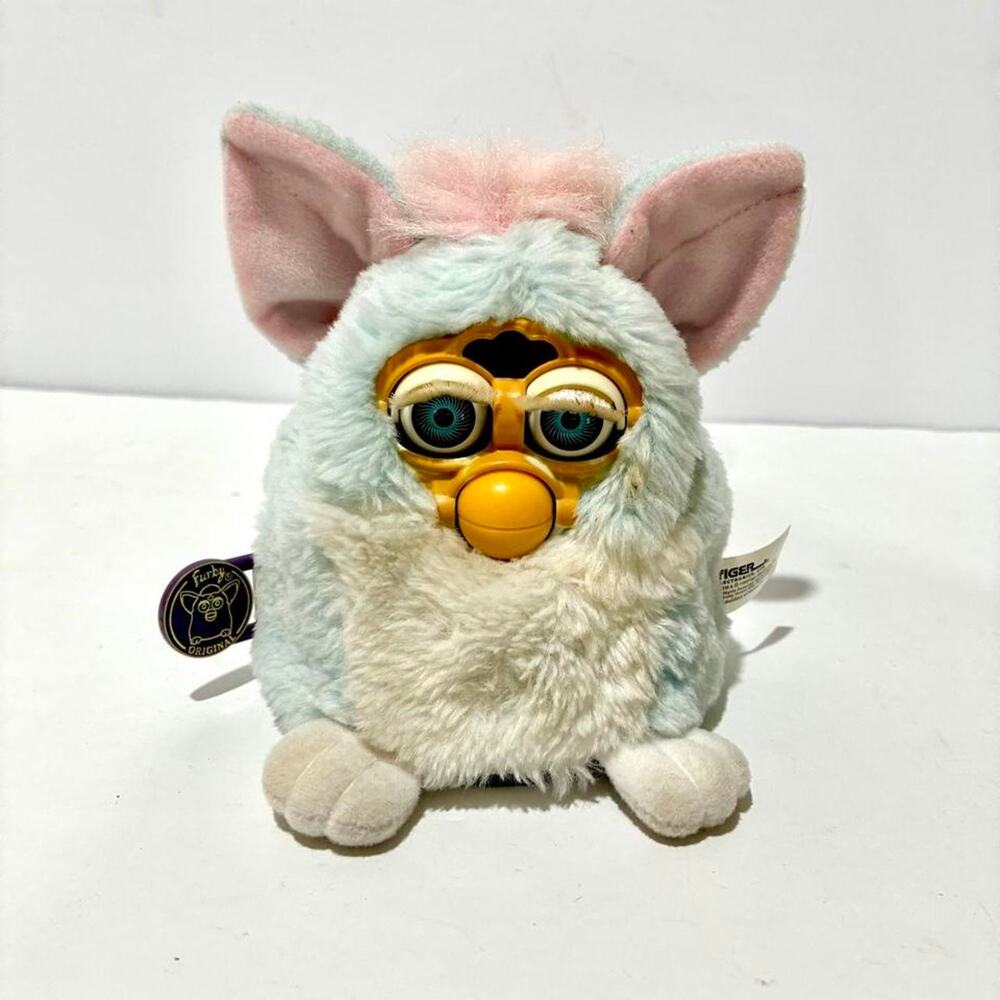 1999 Vintage Tiger Furby Babies (Baby Blue and Pink Hair Working